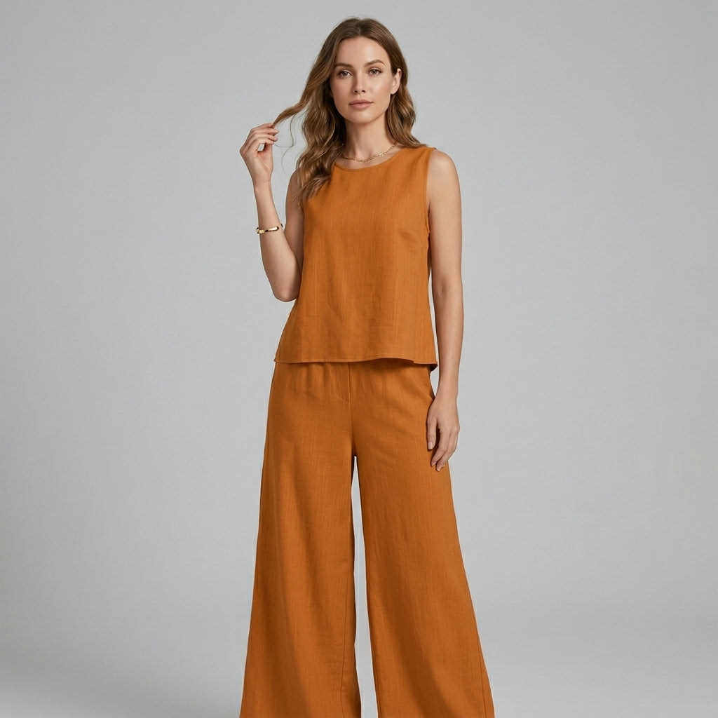 Dana Sleeveless Wide-Leg Two-Piece Set