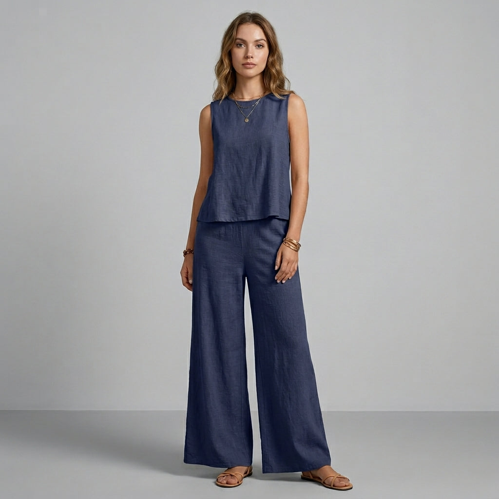 Dana Sleeveless Wide-Leg Two-Piece Set