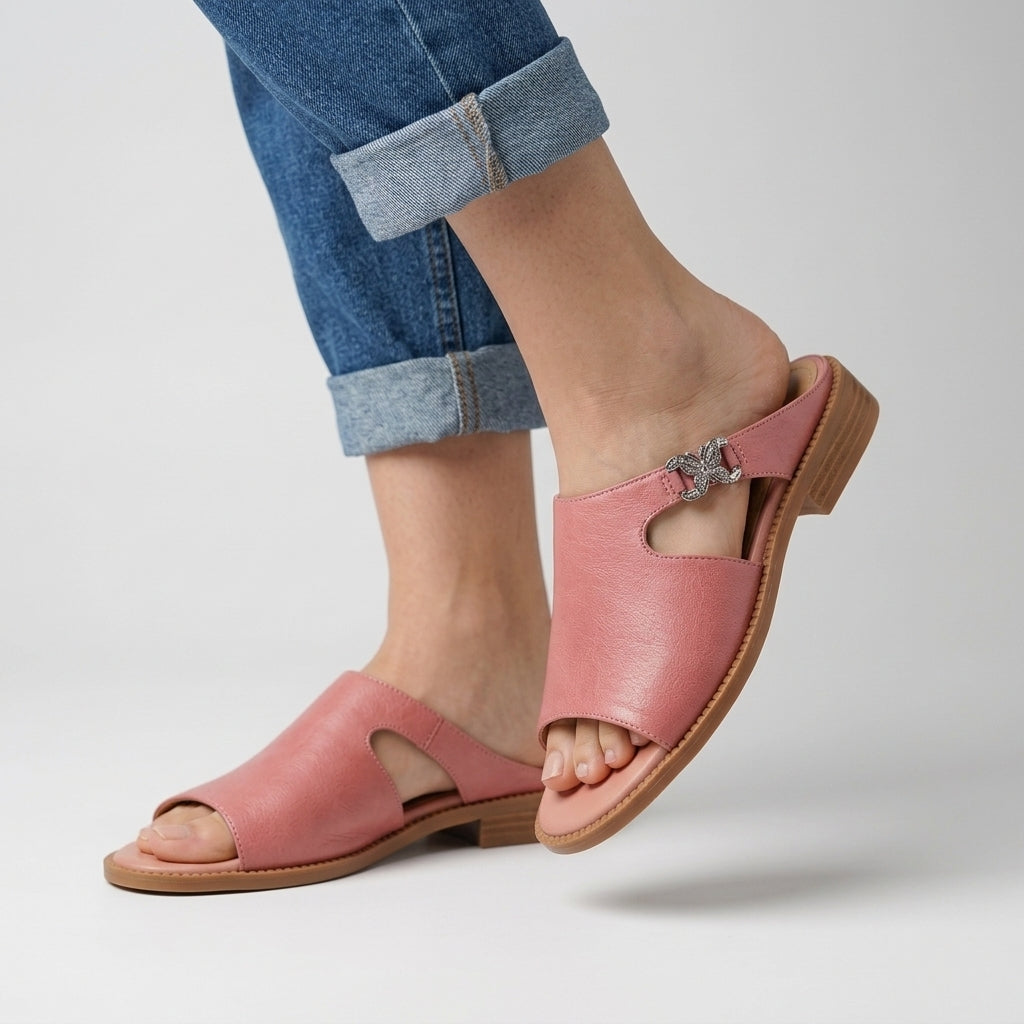 Brooke Cutout Leather Mule Sandal