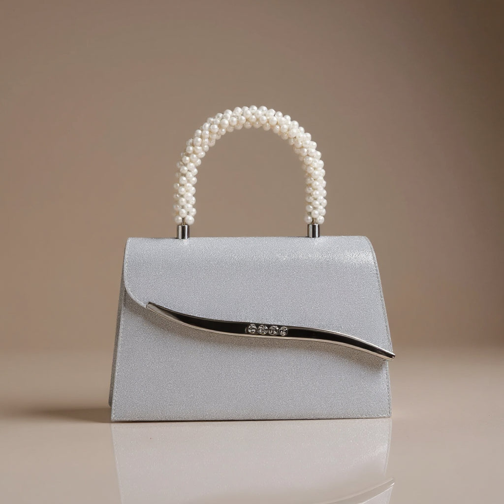 Sterling Sequin Pearl Clutch