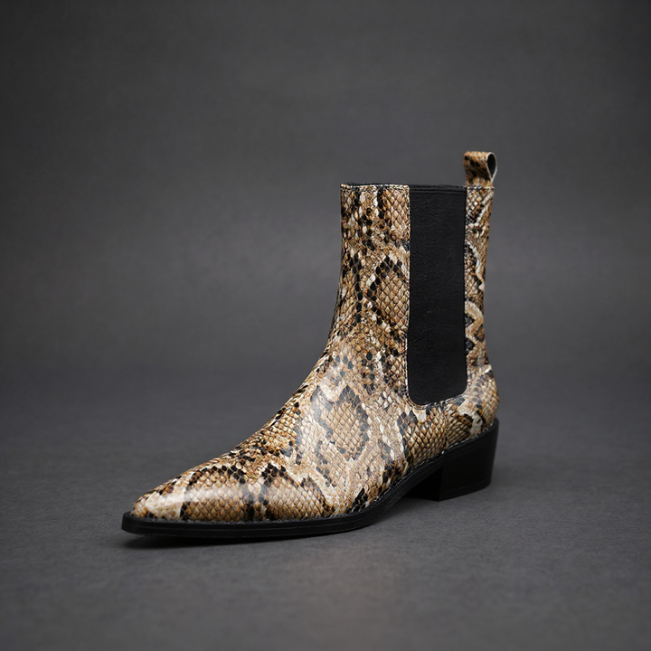 Shelby Snakeskin Leather Bootie