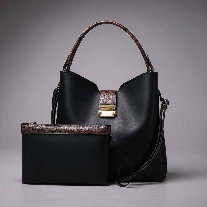 Paige Snake-Embossed Shoulder Bag