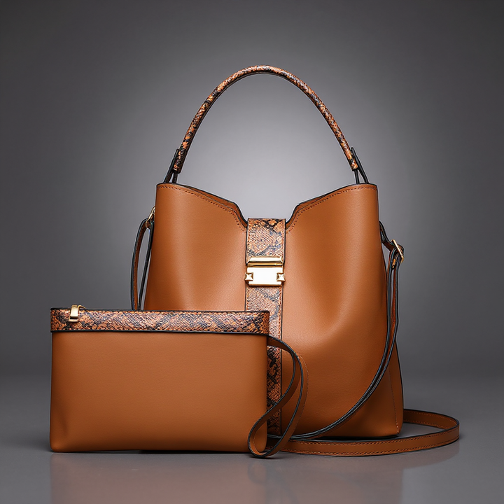 Paige Snake-Embossed Shoulder Bag