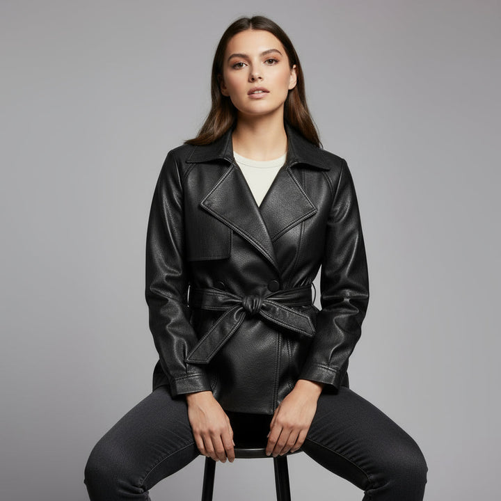Reagan Leather Trench Coat