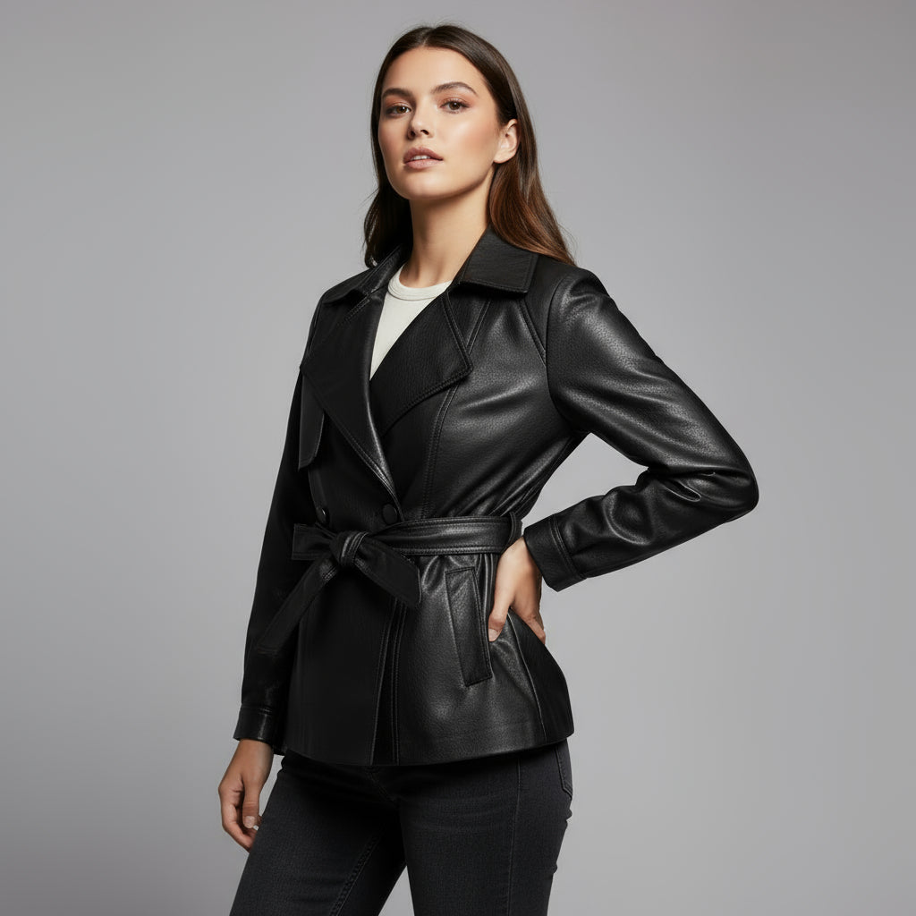 Reagan Leather Trench Coat