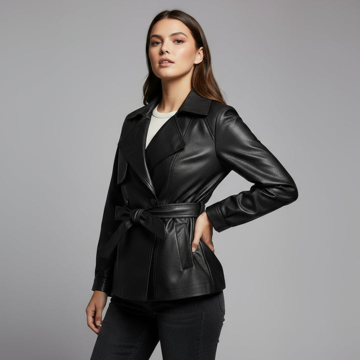 Reagan Leather Trench Coat