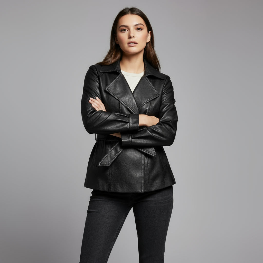 Reagan Leather Trench Coat