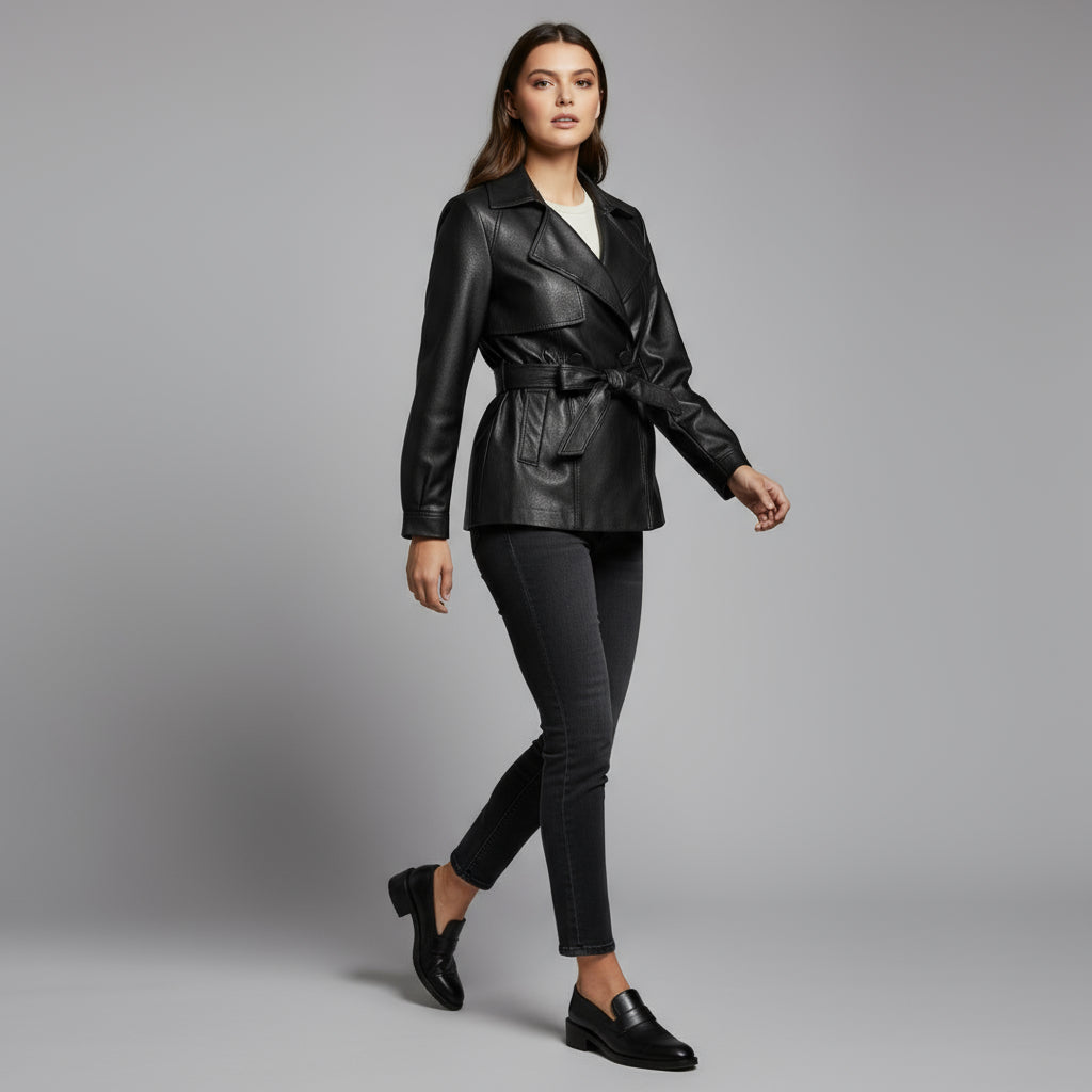 Reagan Leather Trench Coat