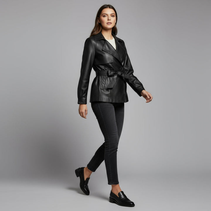 Reagan Leather Trench Coat