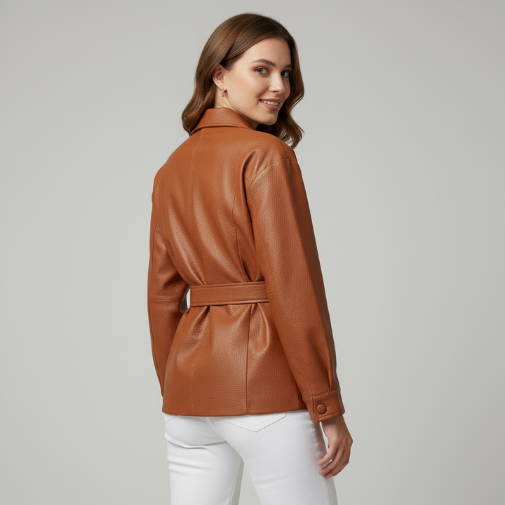 Kelsey Belted Genuine Leather Jacket