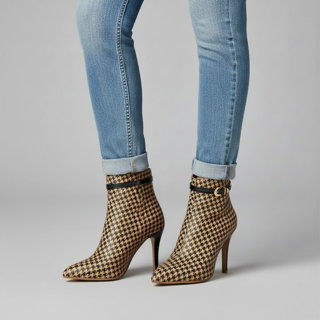 Ashley Houndstooth Ankle Boot