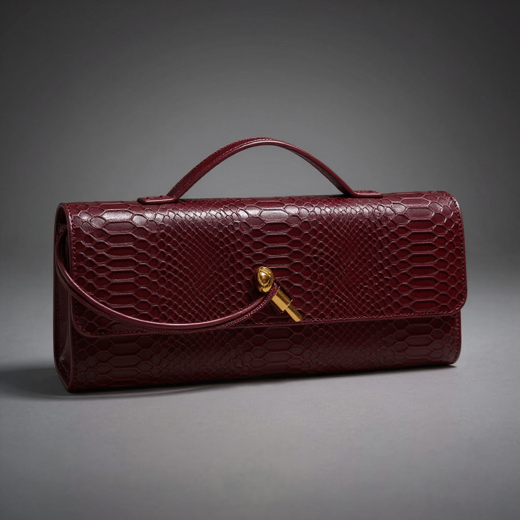 Jessica Snake Print Clutch
