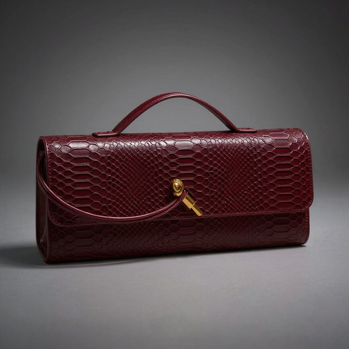 Jessica Snake Print Clutch