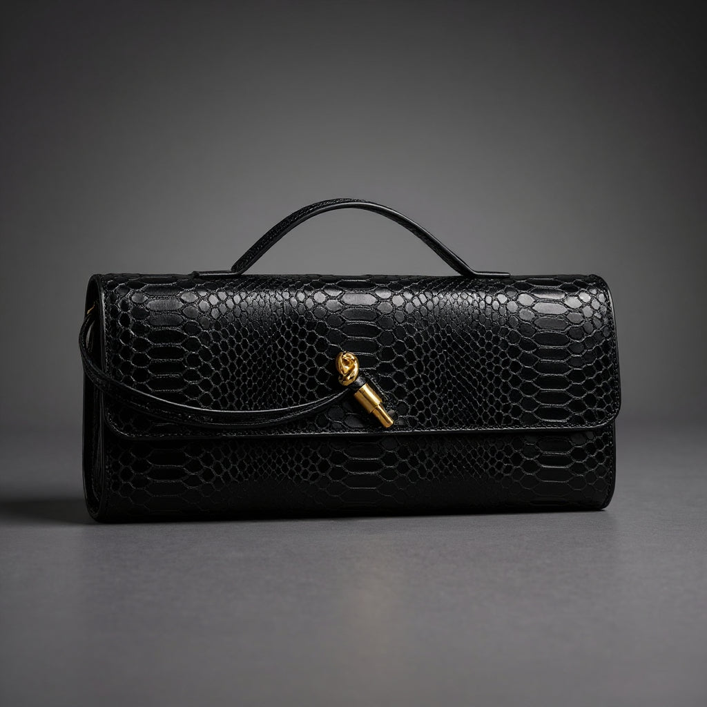 Jessica Snake Print Clutch