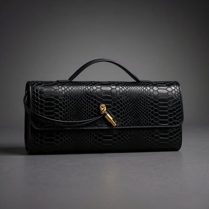 Jessica Snake Print Clutch