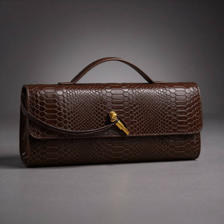 Jessica Snake Print Clutch