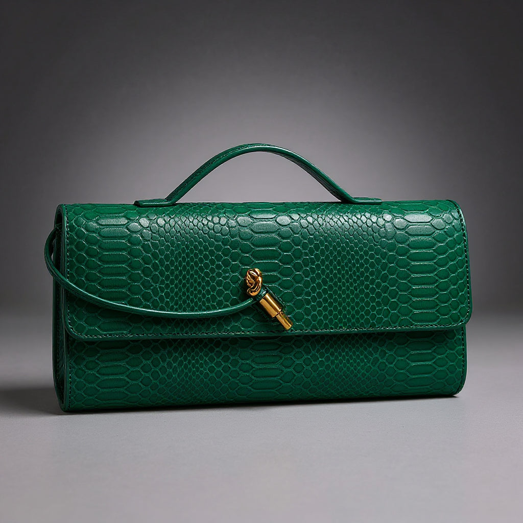 Jessica Snake Print Clutch