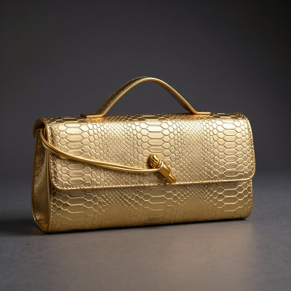 Jessica Snake Print Clutch