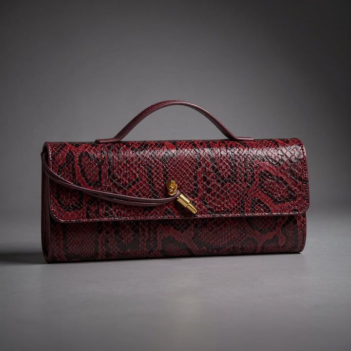 Jessica Snake Print Clutch