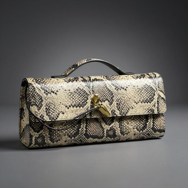 Jessica Snake Print Clutch