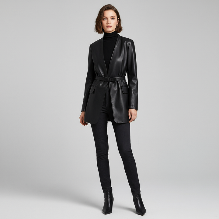 Brady Tailored Leather Wrap Blazer