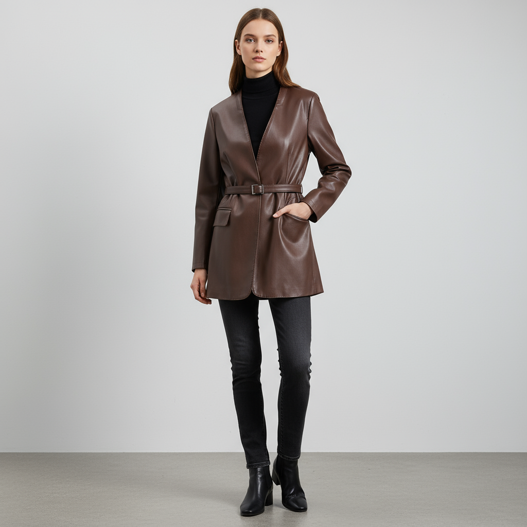Brady Tailored Leather Wrap Blazer