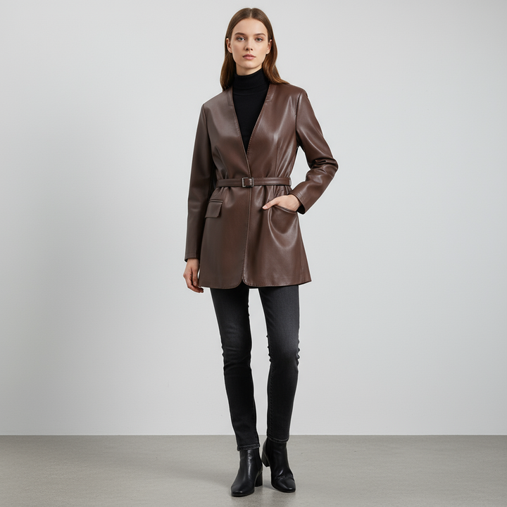 Brady Tailored Leather Wrap Blazer