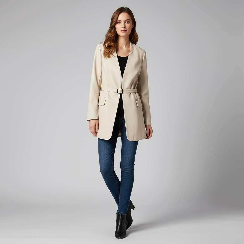 Brady Tailored Leather Wrap Blazer