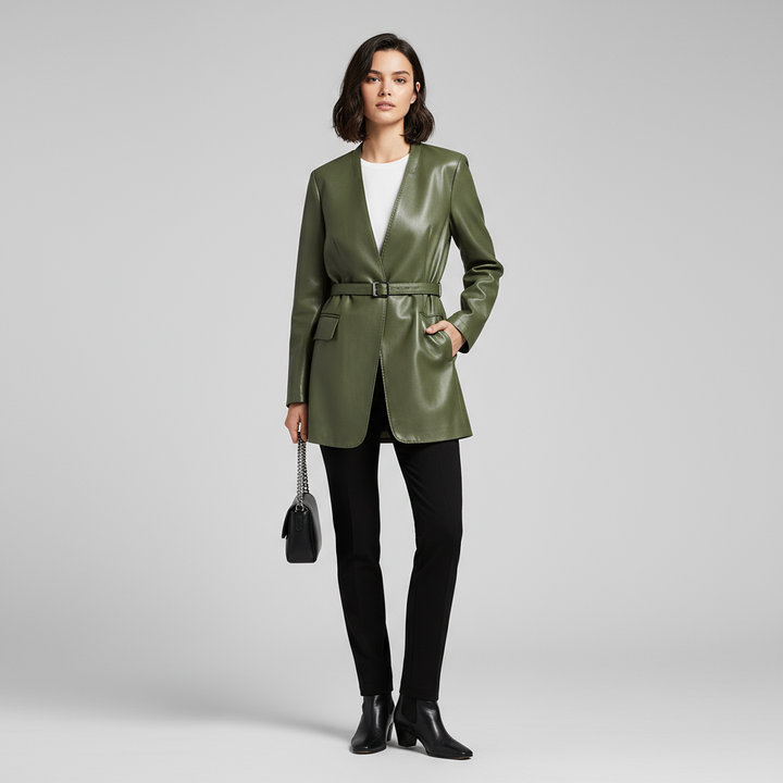 Brady Tailored Leather Wrap Blazer