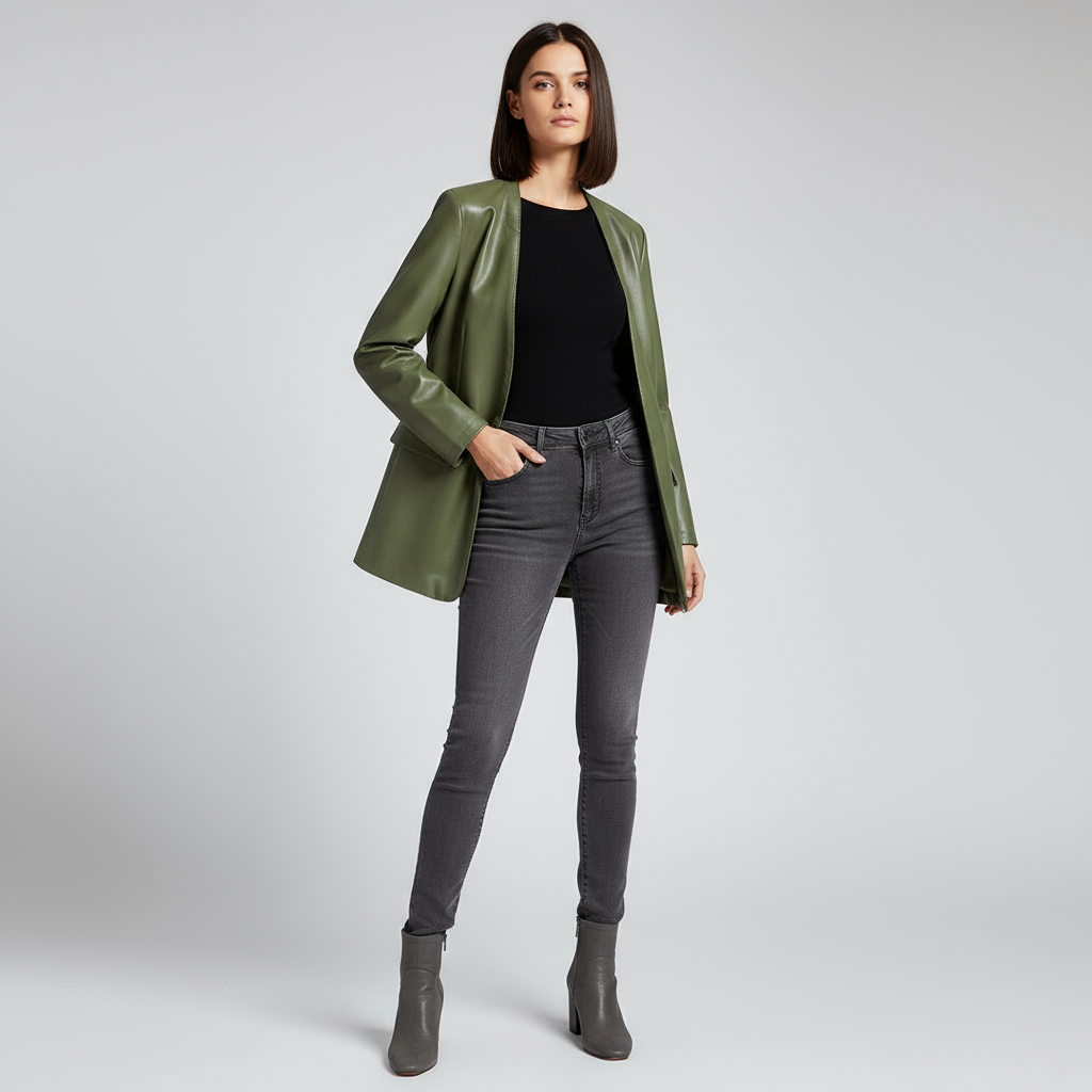 Brady Tailored Leather Wrap Blazer