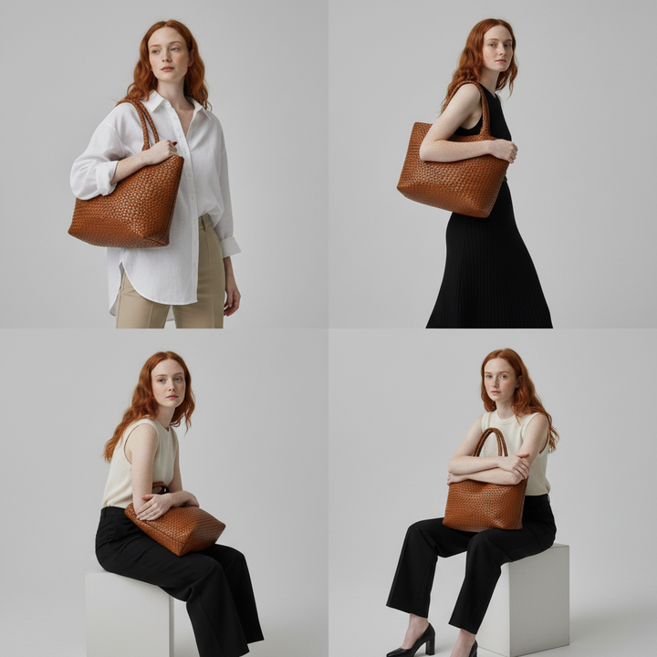 Summer Handwoven Leather Tote