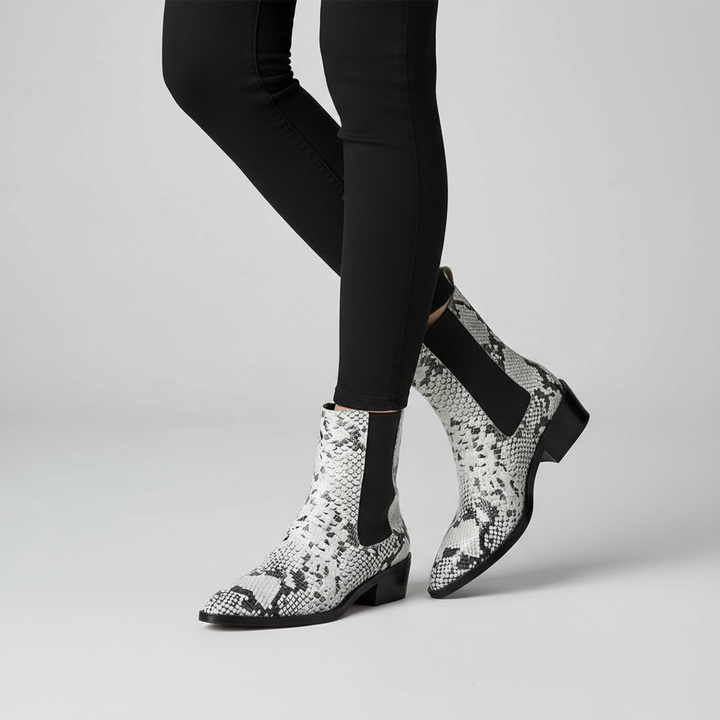 Shelby Snakeskin Leather Bootie
