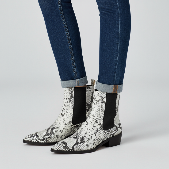 Shelby Snakeskin Leather Bootie