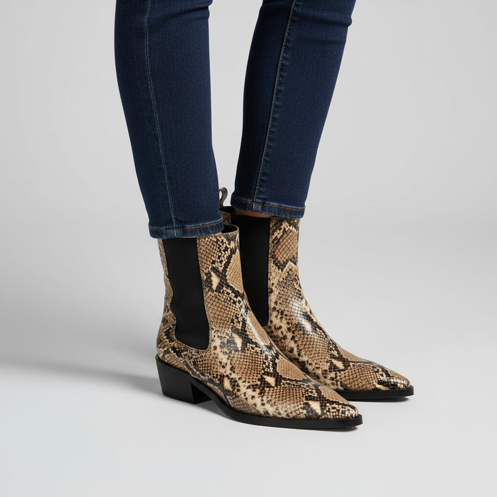 Shelby Snakeskin Leather Bootie