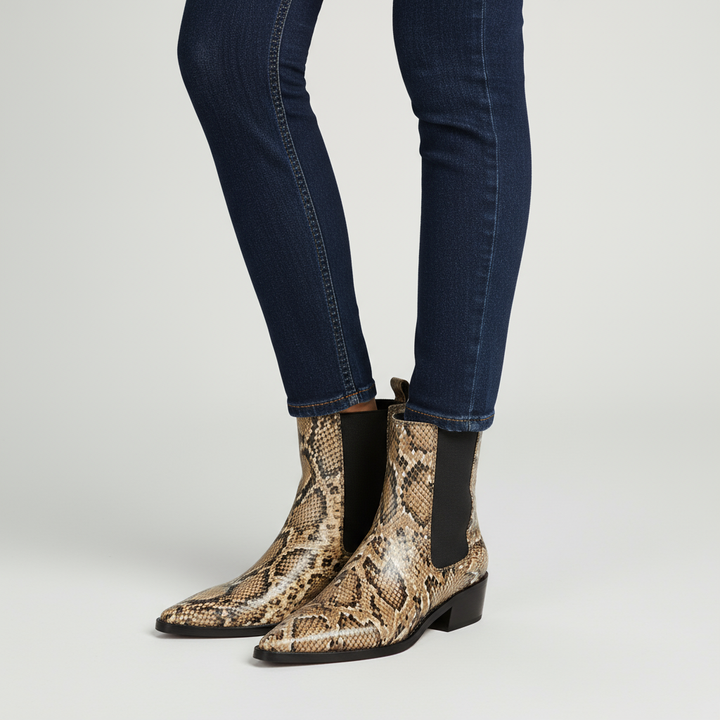 Shelby Snakeskin Leather Bootie
