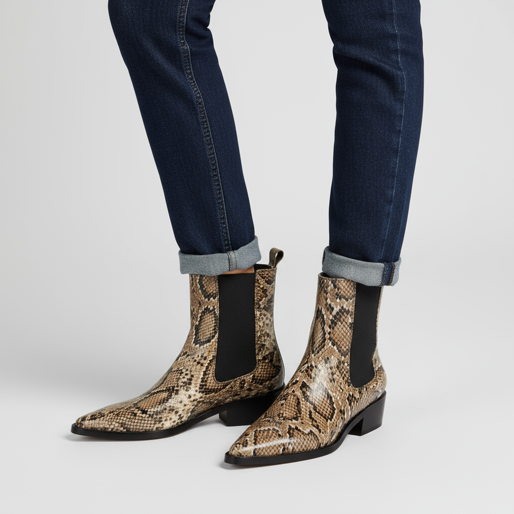 Shelby Snakeskin Leather Bootie