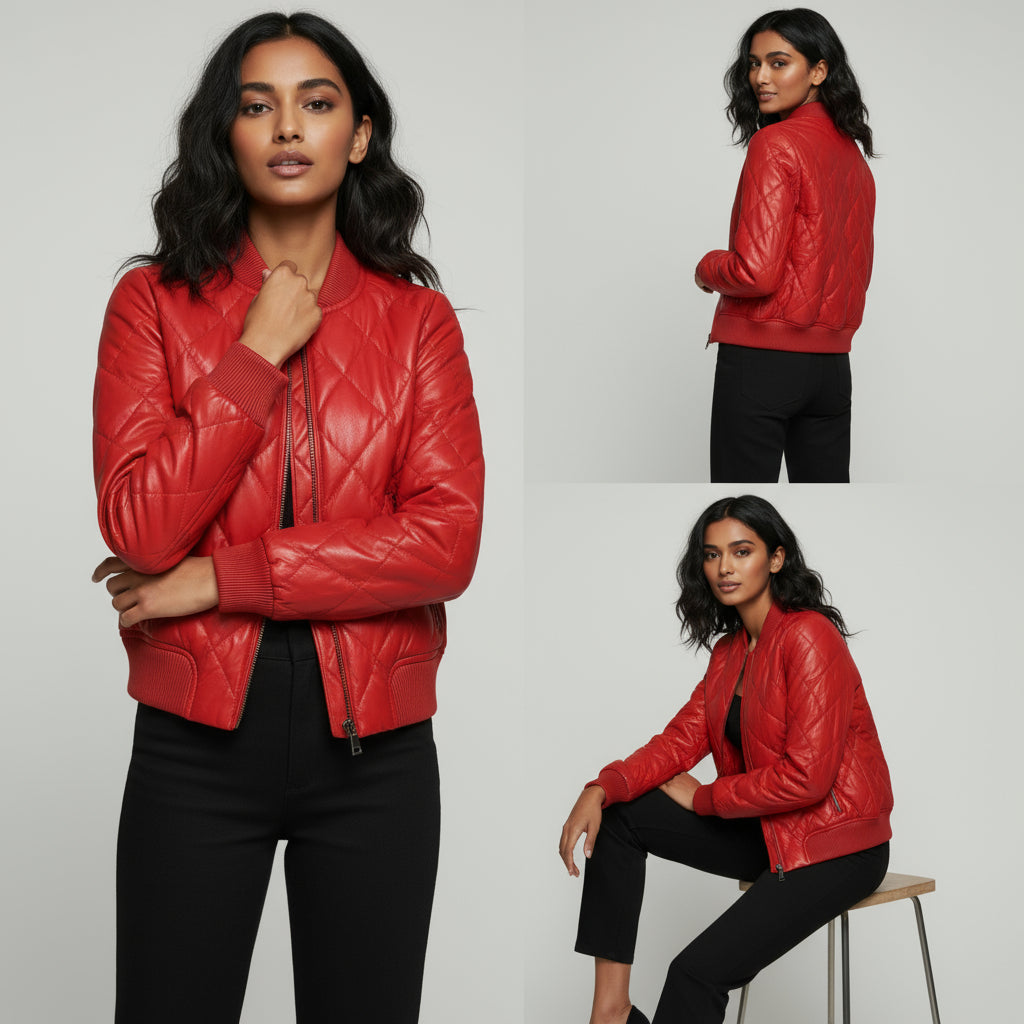 Melissa Quilted Leather Bomber