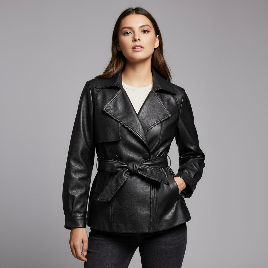 Reagan Leather Trench Coat