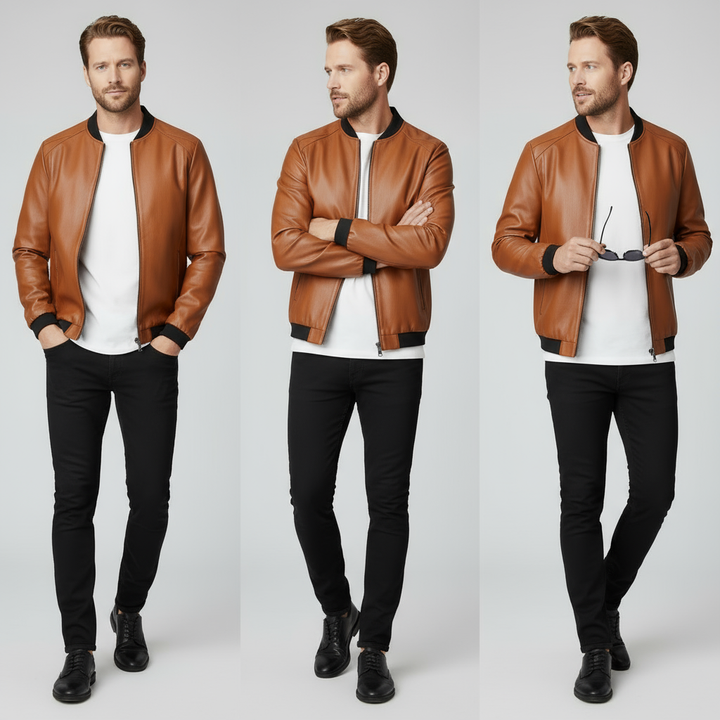 Blake Men's Leather Bomber Jacket