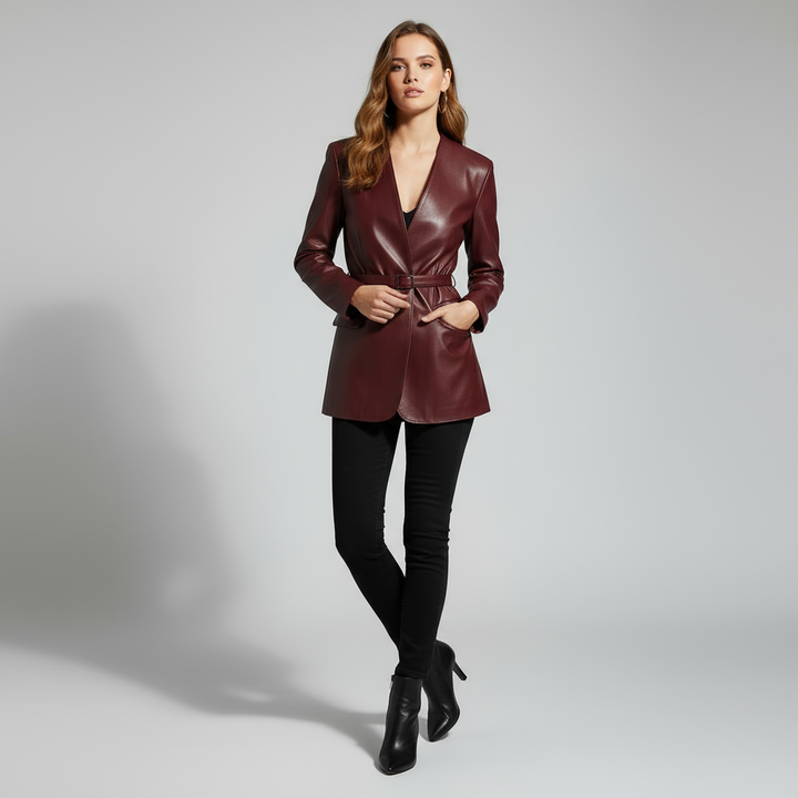 Brady Tailored Leather Wrap Blazer