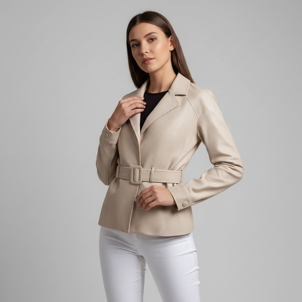 Kelsey Belted Genuine Leather Jacket
