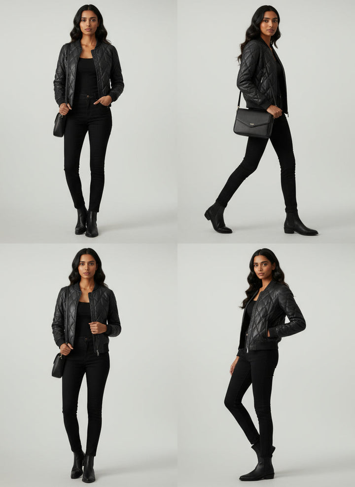 Melissa Quilted Leather Bomber