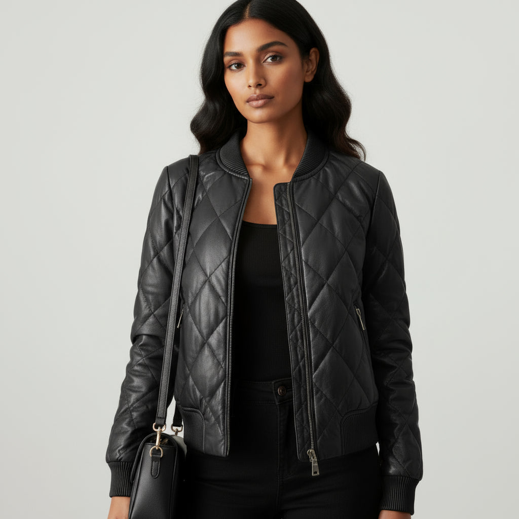 Melissa Quilted Leather Bomber