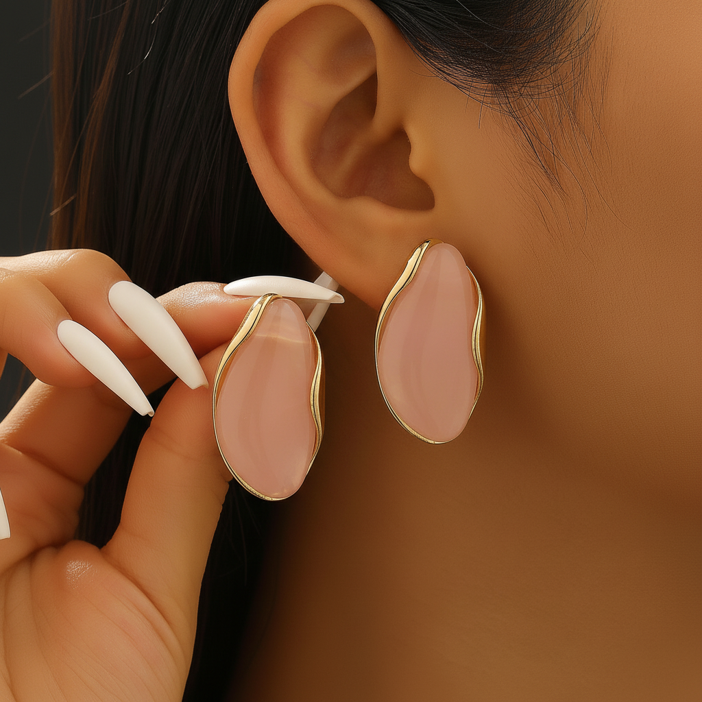 Velour Cabochon Gemstone Earrings