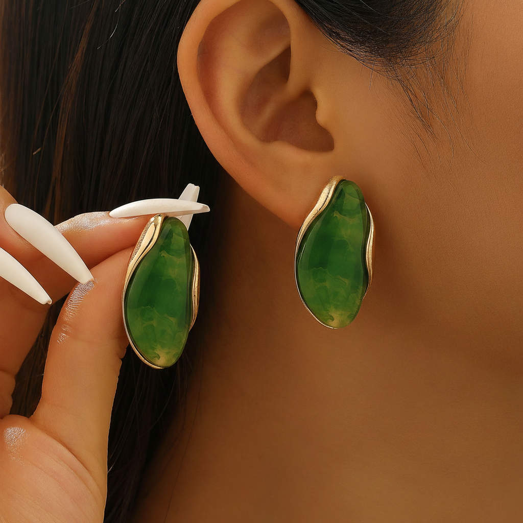 Velour Cabochon Gemstone Earrings