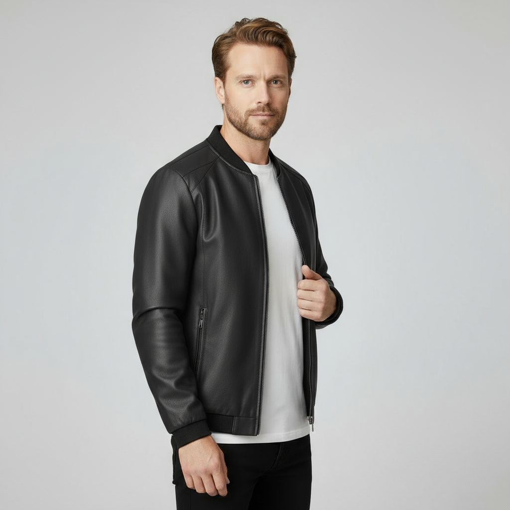 Blake Men's Leather Bomber Jacket