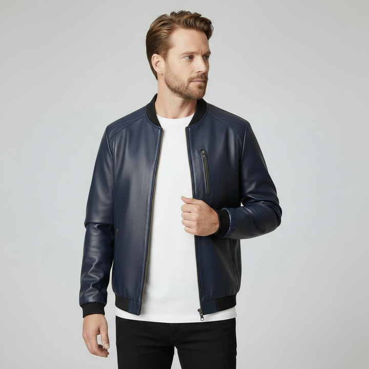Blake Men's Leather Bomber Jacket