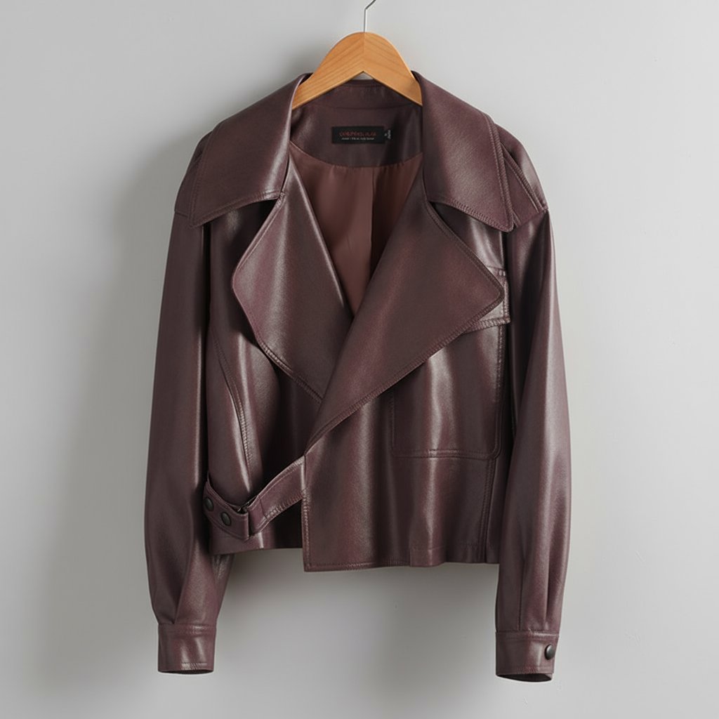 Finley Cropped Leather Trench Jacket