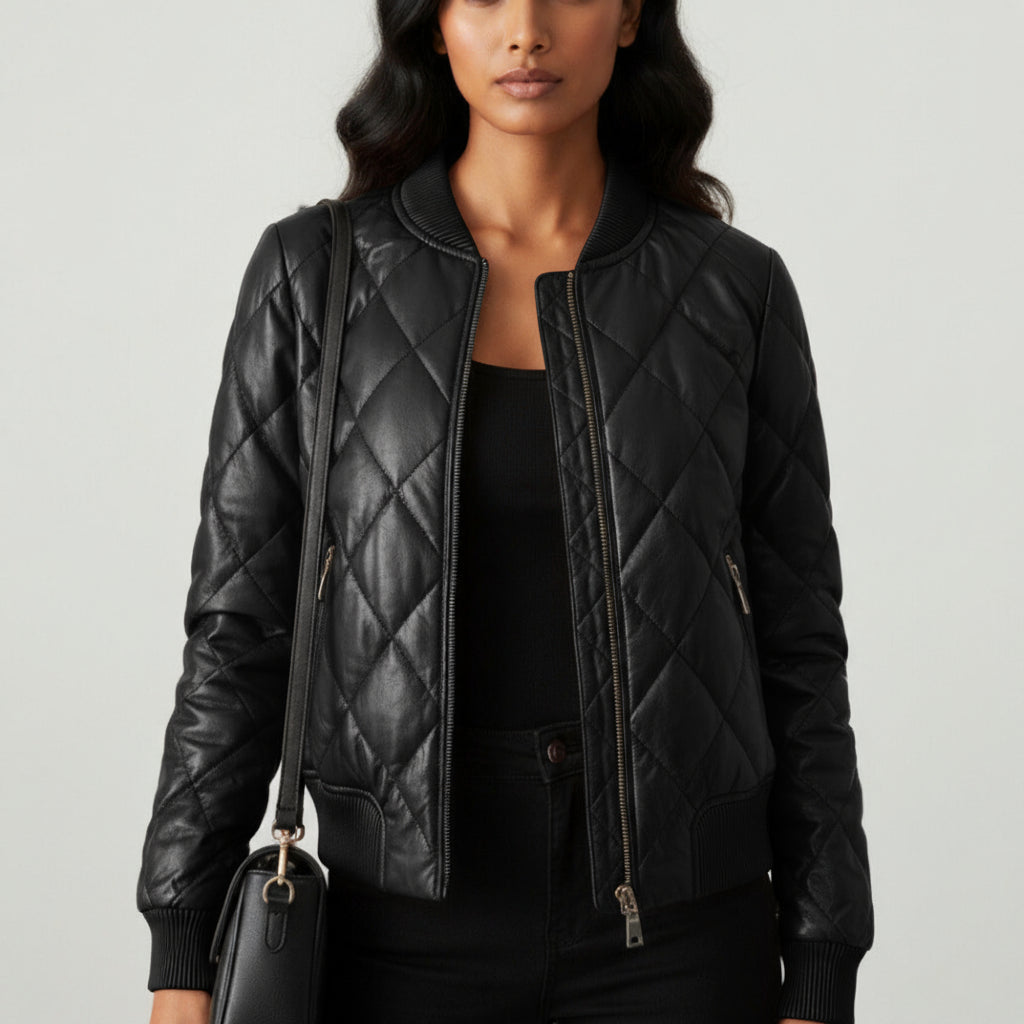 Melissa Quilted Leather Bomber