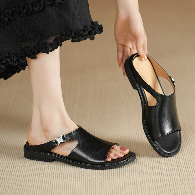 Brooke Cutout Leather Mule Sandal